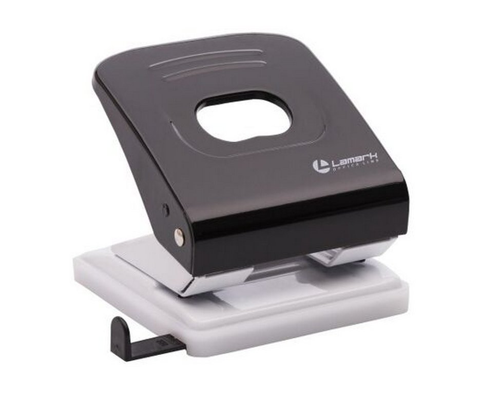 Дырокол до 30л метал. Lаmark "Mettallic", с линейкой, черный