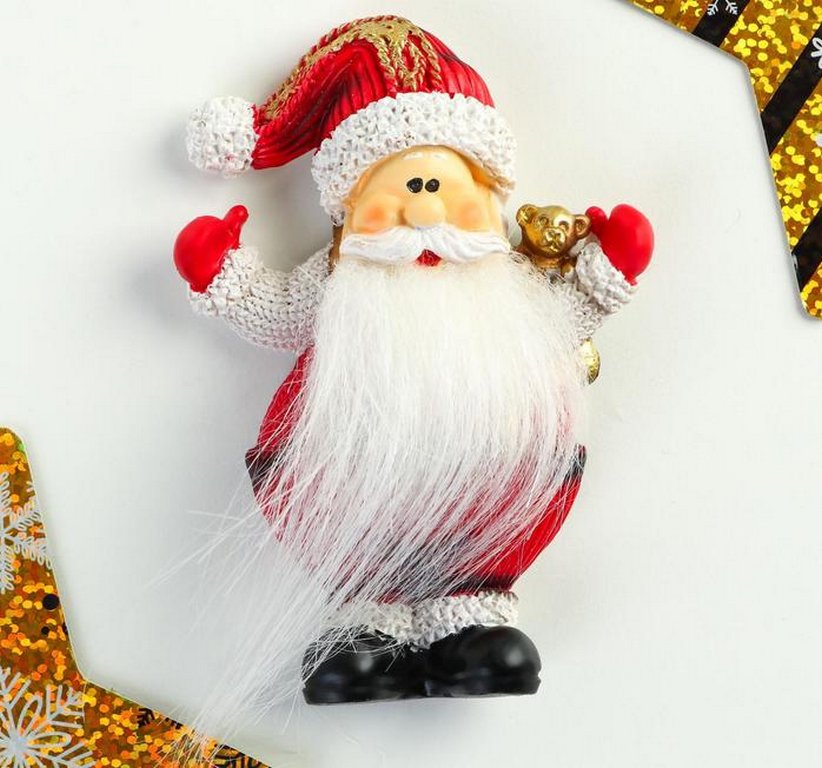 Магнит НГ "Дедушка Мороз с длинной бородой" 9,2х5,5х1 см, полистоун, МИКС