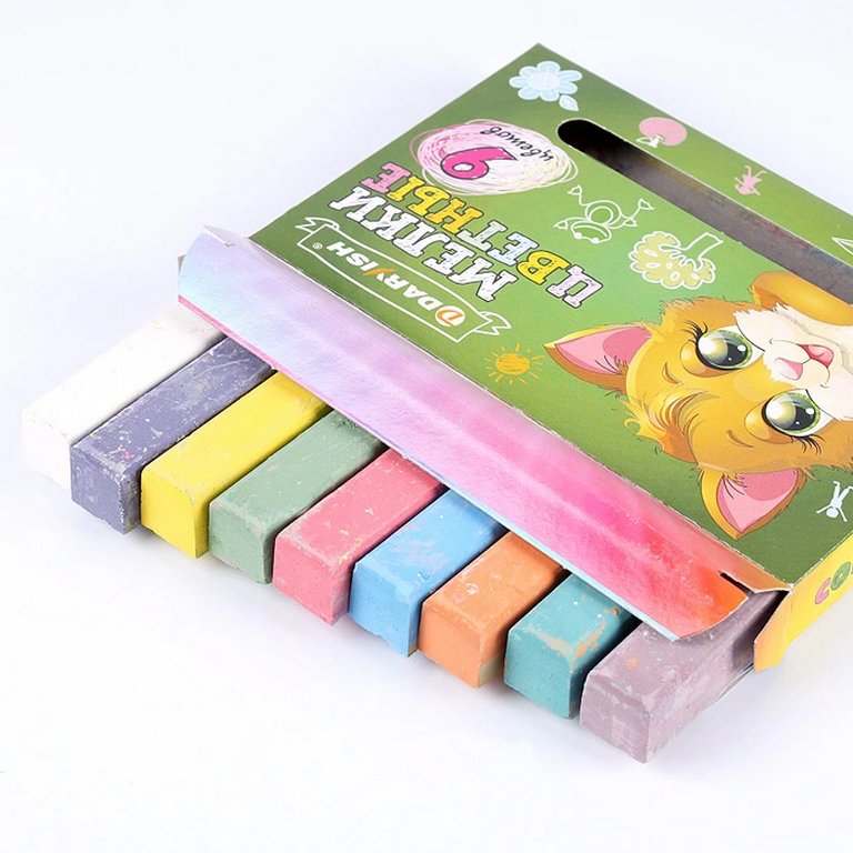 Мел для рисования на асфальте цветной  9шт Darvish