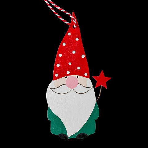 Украшение елочное из дерева "Санта со звездой" 13.5см