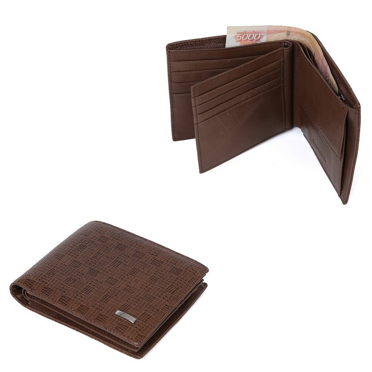 Портмоне FABRETTI мужское, нат.кожа, 12*10*3 см, коричневый