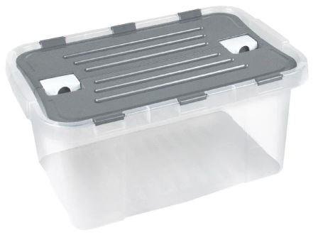 Контейнер для хранения, 18 л. Leon 298*433*221 мм, пластиковый, с крышкой, прозрачный