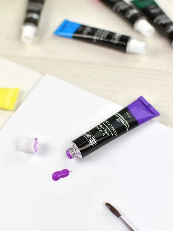 Краски акриловые художественные 12 цв. 12мл "Слон " Феникс+ неоновые цвета