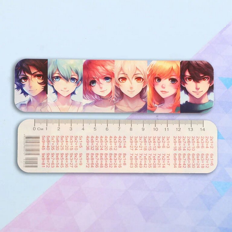 Закладка-линейка "Аниме" с таблицей умножения