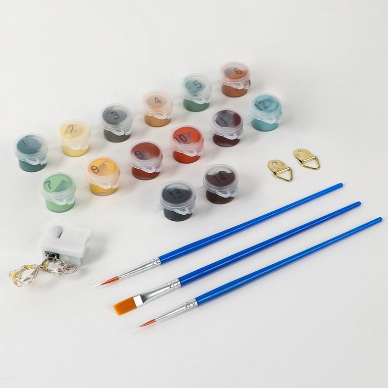 Роспись по номерам (холст) 20*30см с поталью "Тропики" (основа+краски+кисти) Школа Талантов