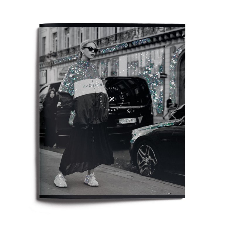 Тетрадь 48 лист кл. А5 на скрепке LOREX "FASHION STYLE" мел. карт. запеч. форз., soft touch, блёстки