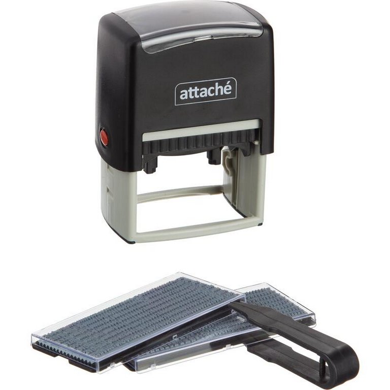 Штамп самонаборный 10/8 стр 40х60 мм 2 кассы с рамкой Attache, корпус черный