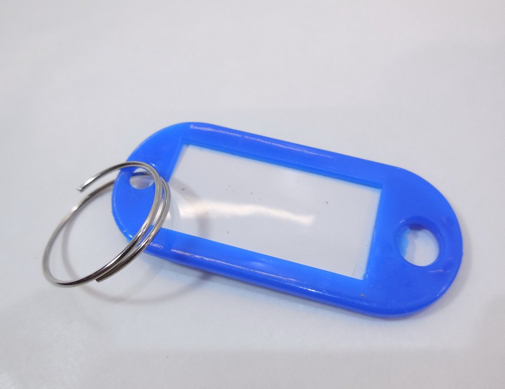 Брелок для ключей длина 50 мм, инфо-окно 35*15 мм, цвет синий