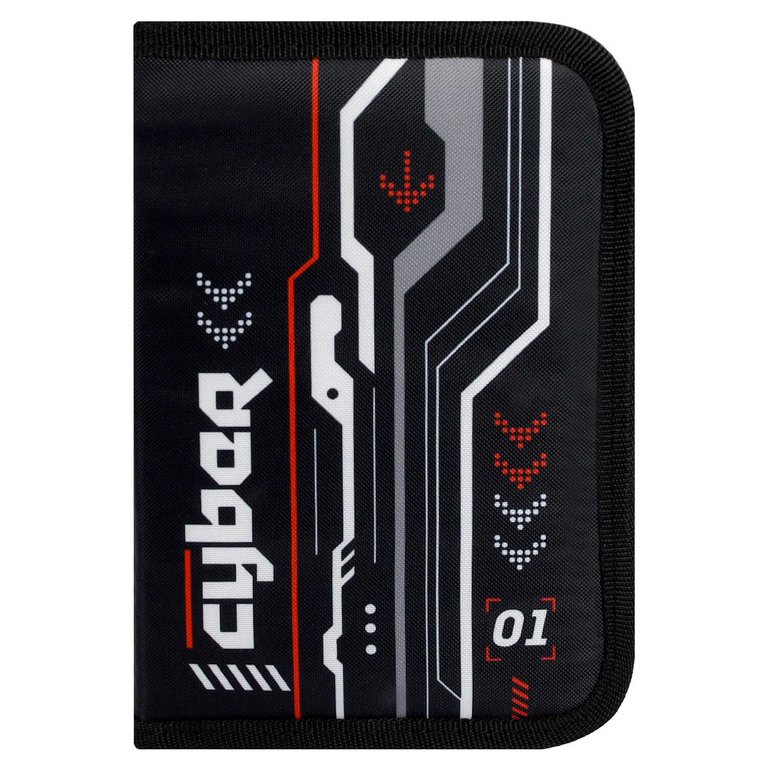 Пенал 1 отд. 2 откид. планки для мальчика Феникс+ "Кибер" 13.3x20x3.5 см, полиэстер