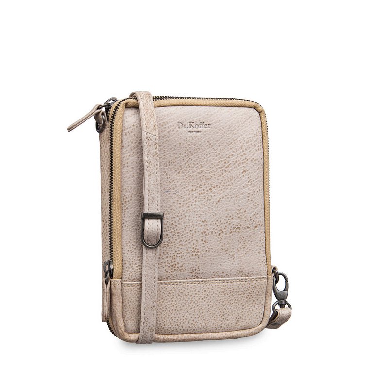 Сумка женская Dr.Koffer 13*20*3 см, нат. кожа, бежевая через плечо