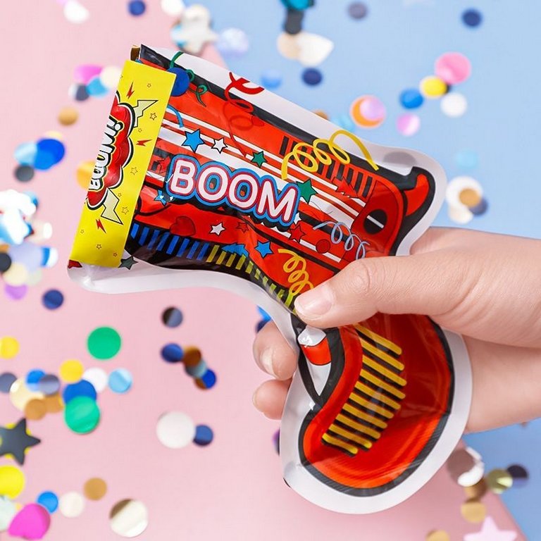 Хлопушка надувная, с наполнителем из разноцветного конфетти из ПЭТ и бумаги, 22х14см