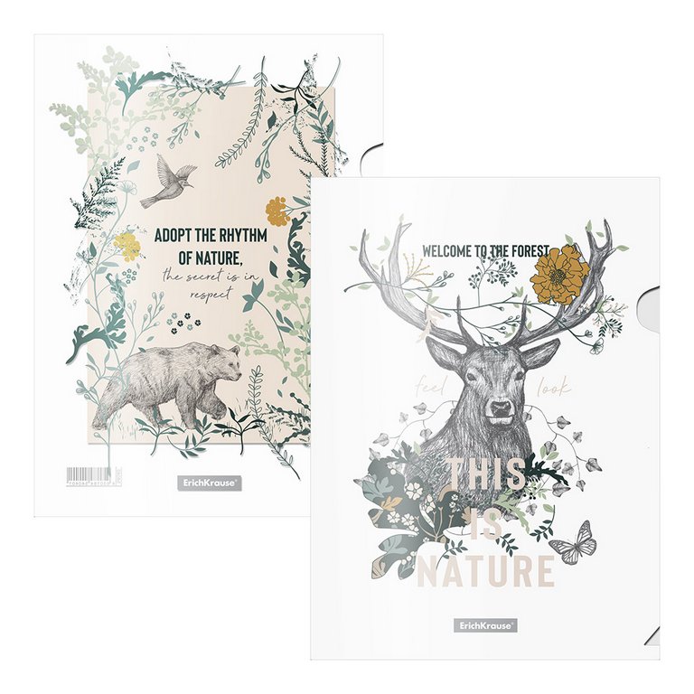 Папка-уголок A4 пластик 0,16 мм Erich Krause "Natural Life", ассорти