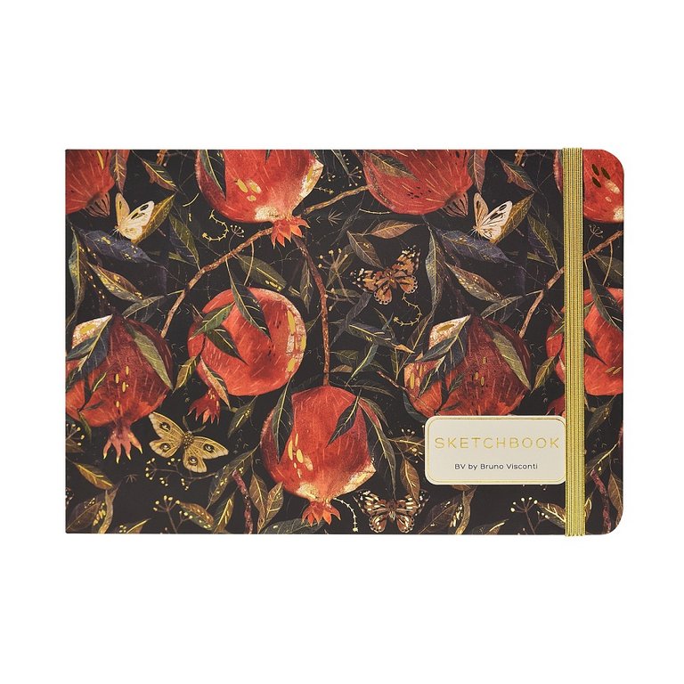Скетчбук 213*146 мм, 80л.,тв. обл. на ризинке, белый блок "Flora. Гранат"