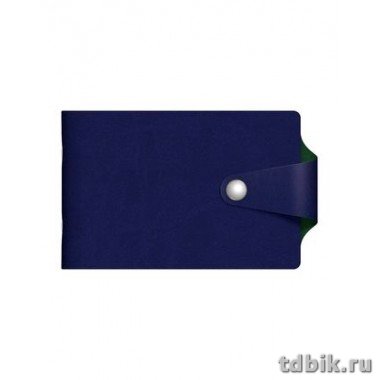 Визитница Hatber "VIVELLA BICOLOUR" 7*12см на 12 визиток, на хлястике с кнопкой, син/зелен.