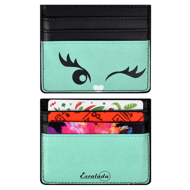 Карман для кредитных, дисконтных карт, пропусков, бирюзовый/чёрный 6 отделений кожзам