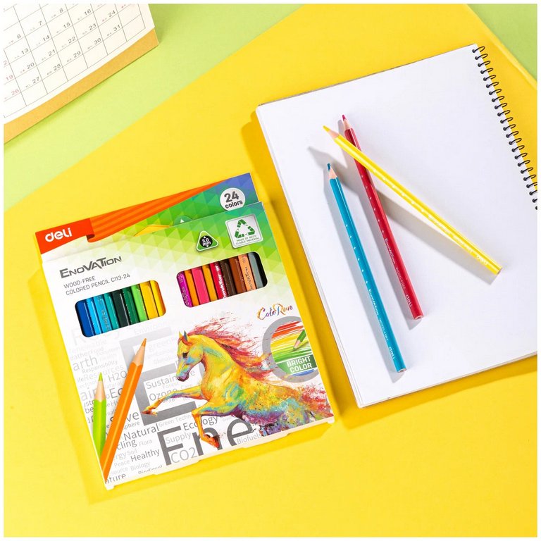Набор карандашей  24 цв. трехгранные  пласт. корпус Deli "Enovation"