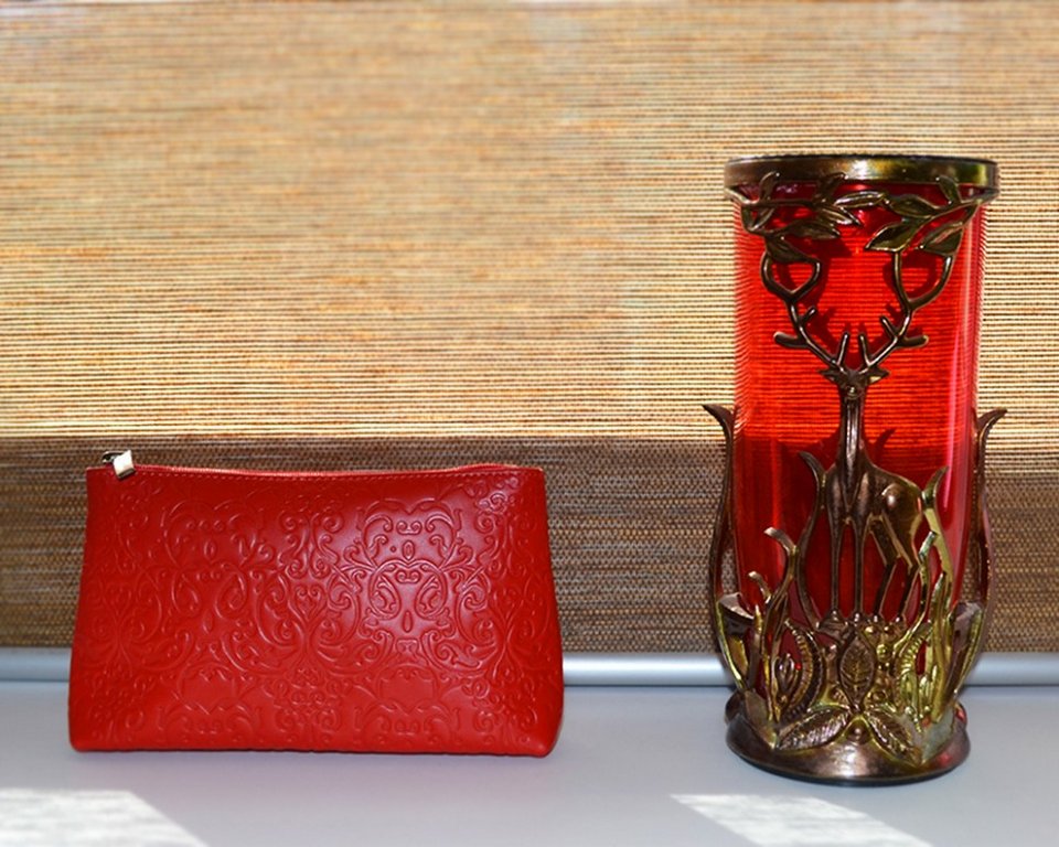 Косметичка D.Morelli "Энжи" из нат.кожи, красная