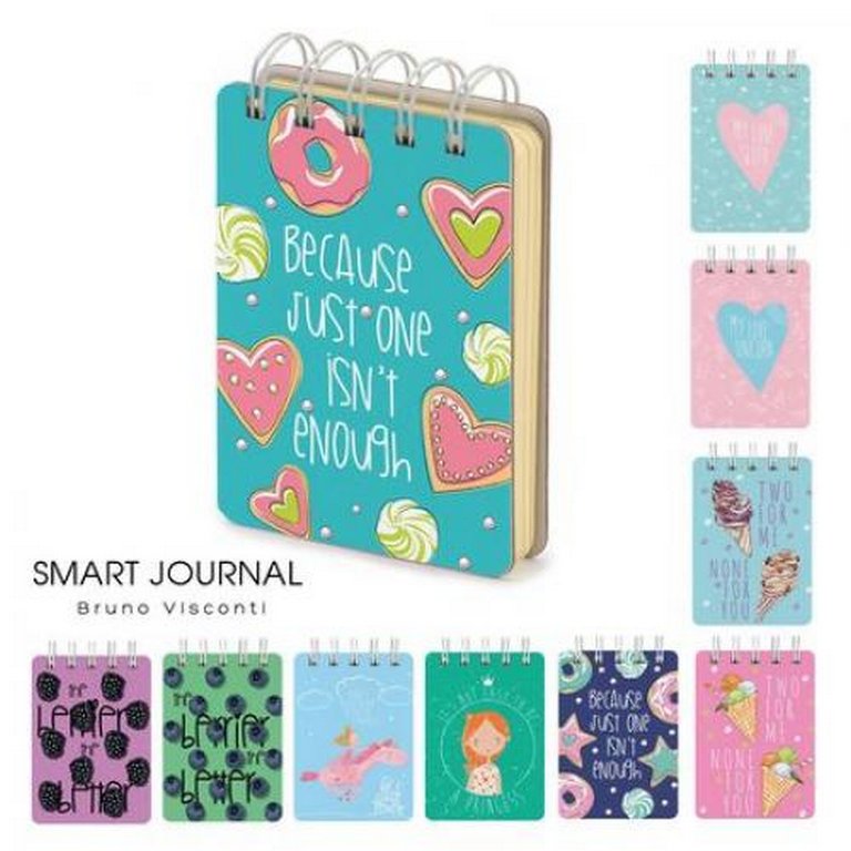 Блокнот А7 105л.,  75*105 мм, на гребне "SMART JOURNAL" (10 ВИДОВ)МИКС 2