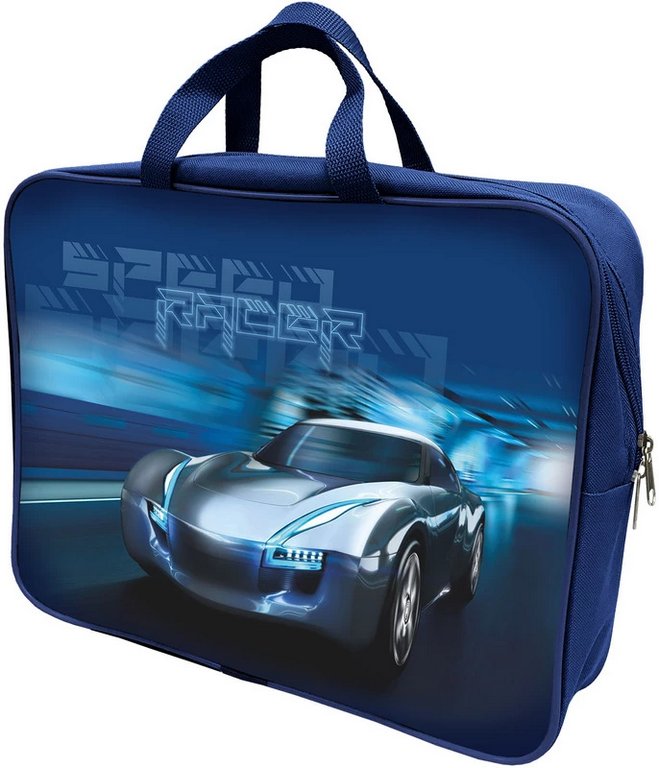 Папка для тетрадей А4 на молнии с ручками Lamark "Speed Racer"