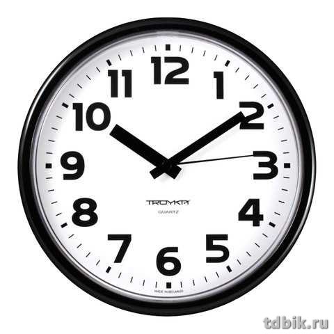 Часы настенные TROYKA 23*23*4см, круглые, цв. белый, черная рамка