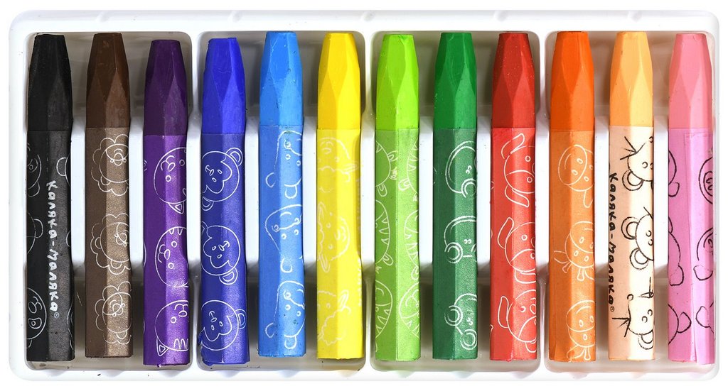 Пастель масляная 12 цв. Каляка-Маляка, шестигранные мелки