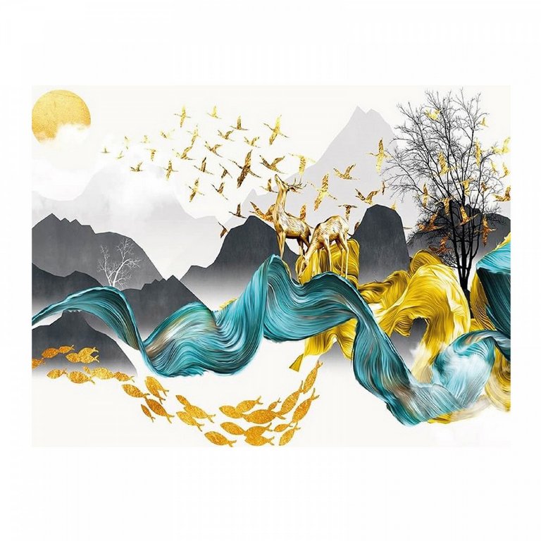 Роспись по номерам (холст) 40*50см с поталью "Ввысь" (основа+акрил. краски, кисти) 21 цвет