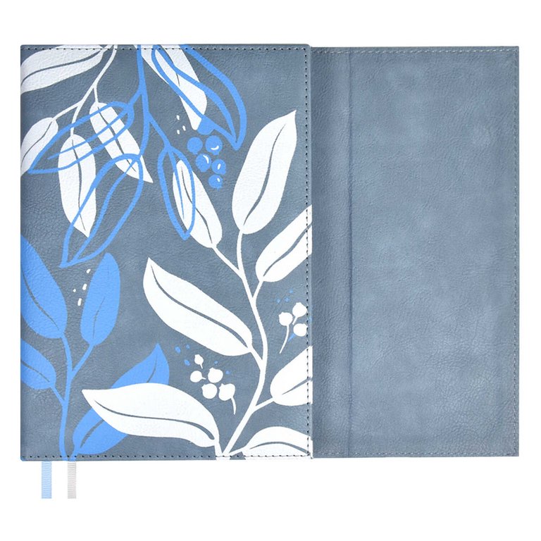 Ежедневник без дат А5 Escalada "ШЕВРЕТ ЭКСТРА СЕРО-ГОЛУБОЙ" кожзам, переплет тверд. магнит.клапан