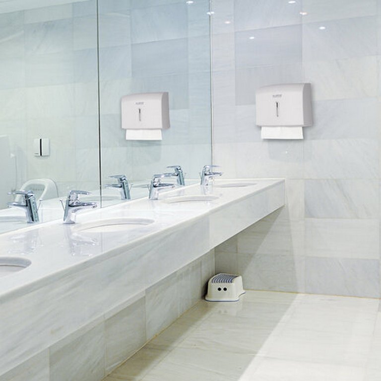 Диспенсер для бумажных полотенец типа (H2), ЛАЙМА, белый пластик