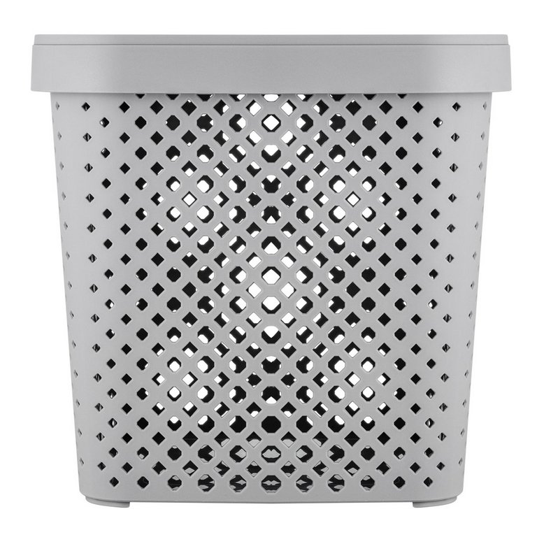 Корзина для хранения пластик. 20л. с крышкой 31*31*30 см цв. серый шторм