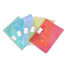 Папка-конверт на кнопке A3 пластик 0,18 мм, с карманом для визиток, ассорти Бюрократ