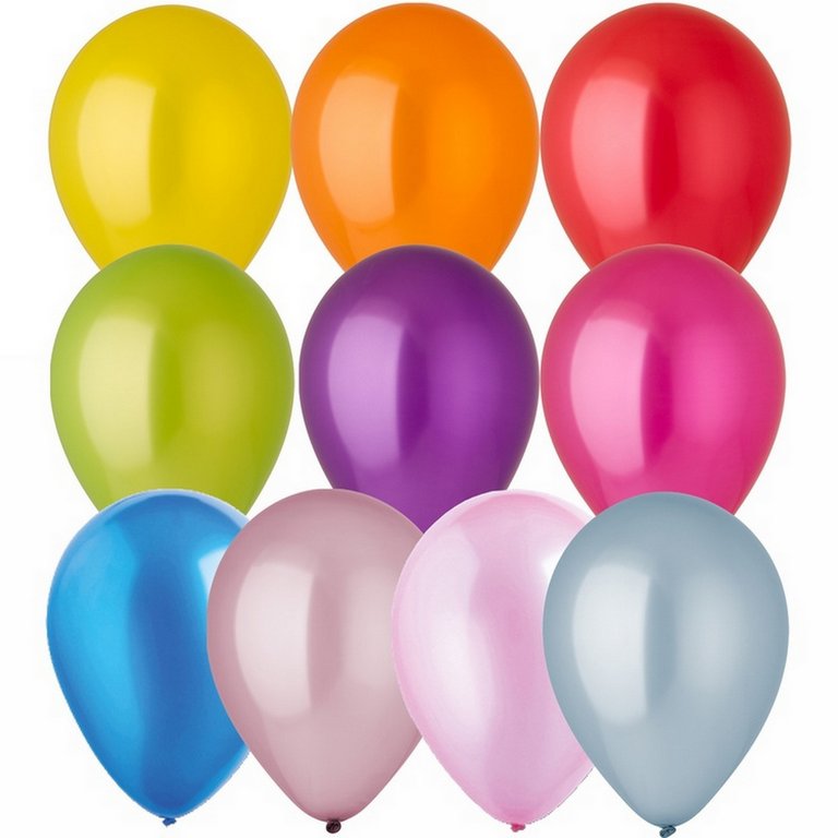 Шар воздушный 12 дюймов (30см)  без рисунка ассорти металлик/перламутр