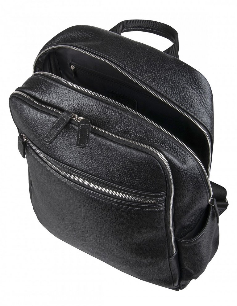 Рюкзак молодежный мужской  Franchesco Mariscotti натуральная кожа 28*39*13см, черный