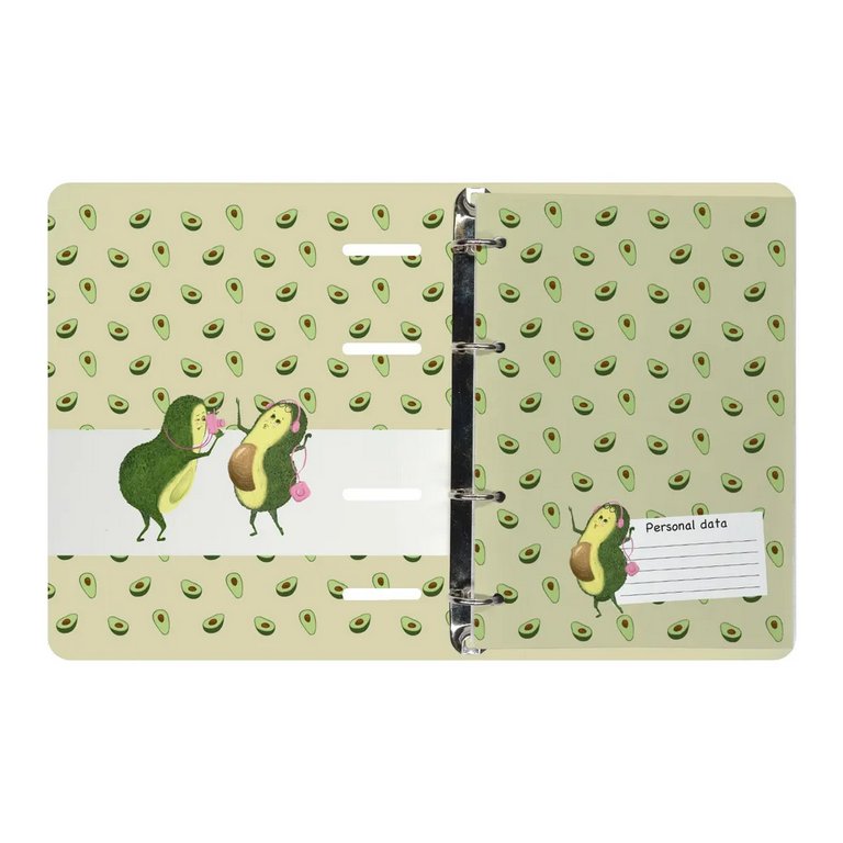 Тетрадь 80 лист кл. А5 на кольцах со сменным блоком "АВОКАДО И ПОНЧИК"