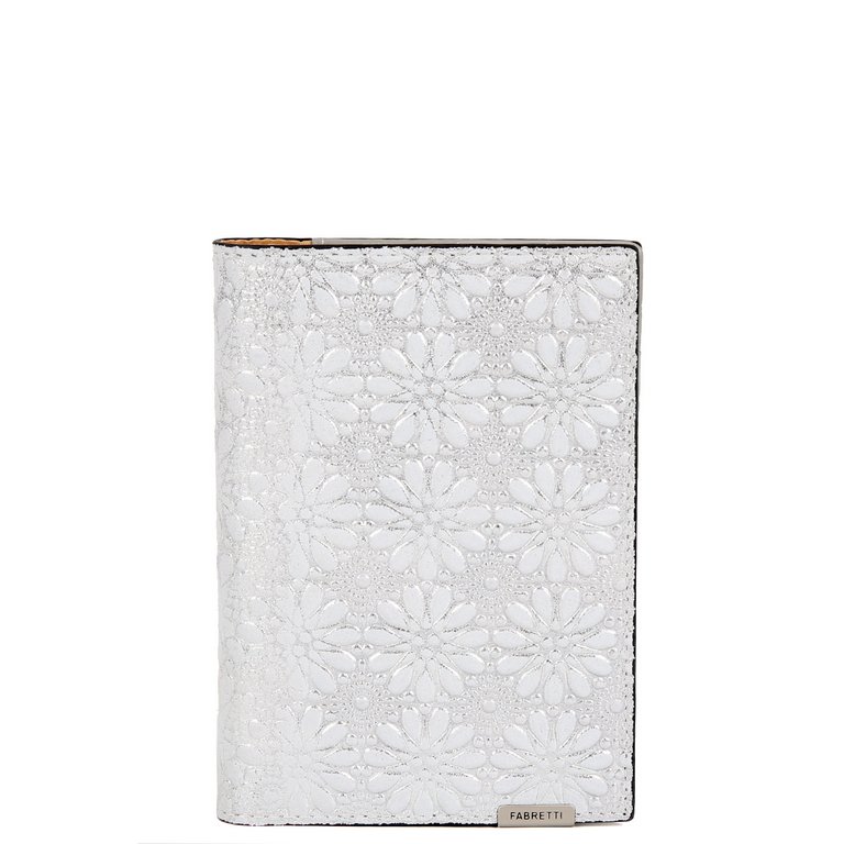 Обложка для документов FABRETTI женская, нат. кожа, 10*13,5*1,5см, серебряный