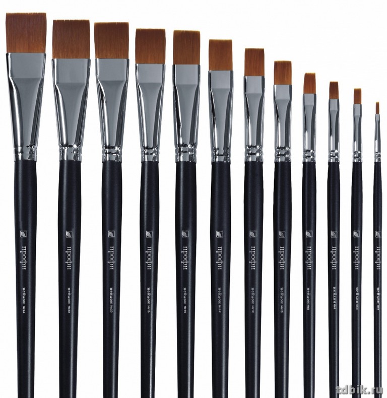 Кисть Синтетика № 6 плоская Профи (длинная черная ручка) b-6,0мм/L-10,0мм Альбатрос