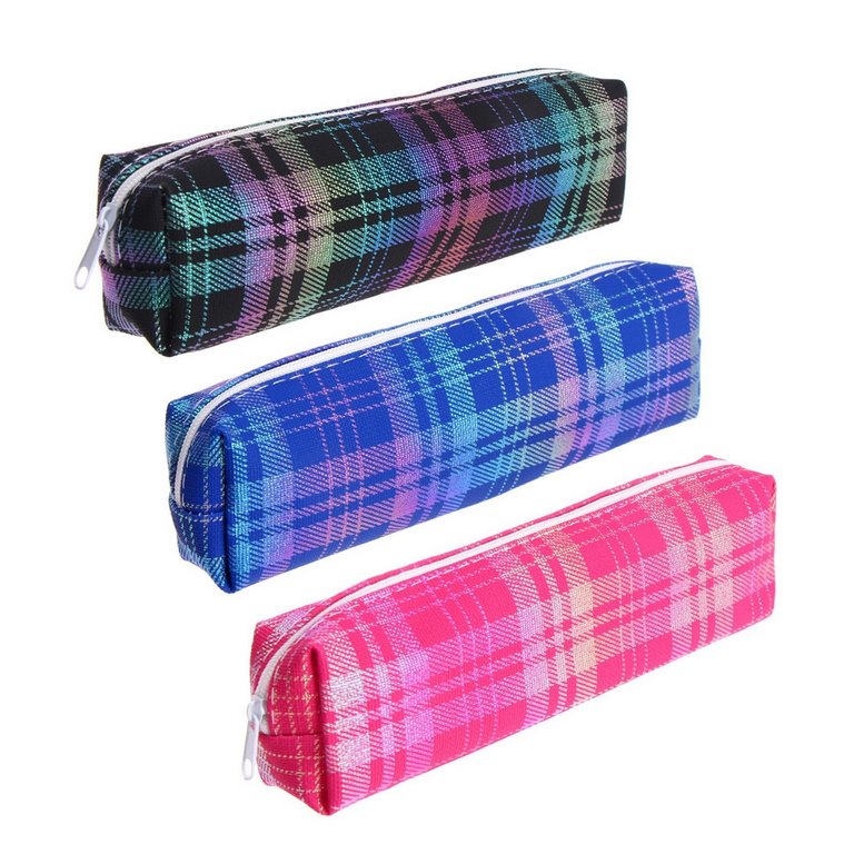 Пенал  универсальный Calligrata "Шотландка" 21х2,5х6,5 см. ПВХ (ассорти)