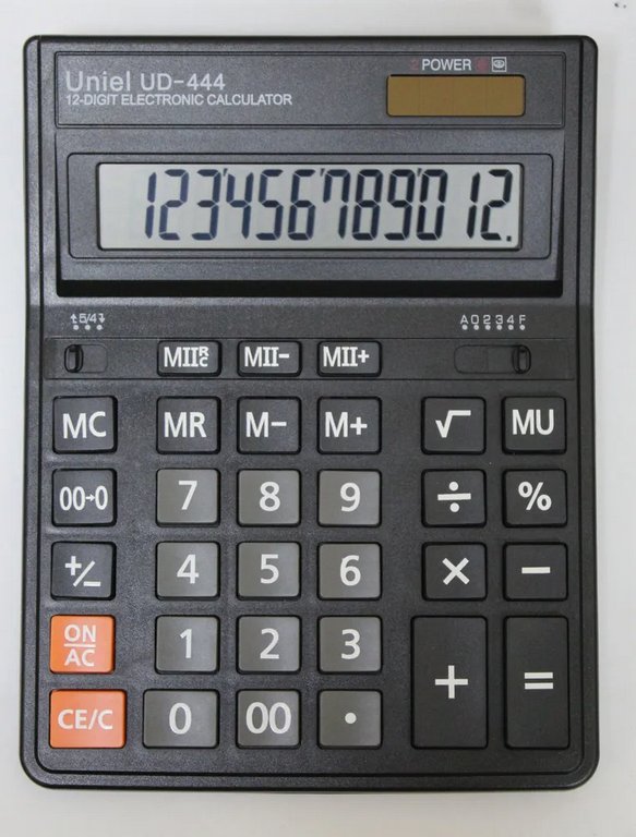 Калькулятор наст. Uniel UD-444 (12 разр., 2 питания 200*155*36мм)