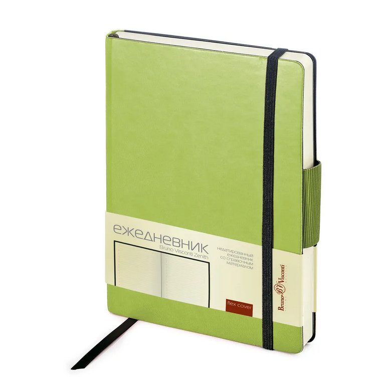 Ежедневник без дат 148*210 мм Bruno Visconti Zenith, на резинке, салатовый