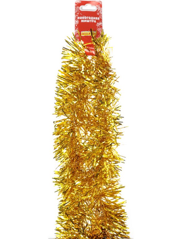 Мишура d  70мм, длина 2м "Новогодняя" цвет золото MILAND