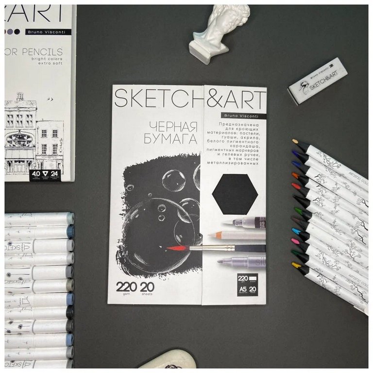 Папка для cкетчинга А4, 20л Sketch&Art, цв.черный
