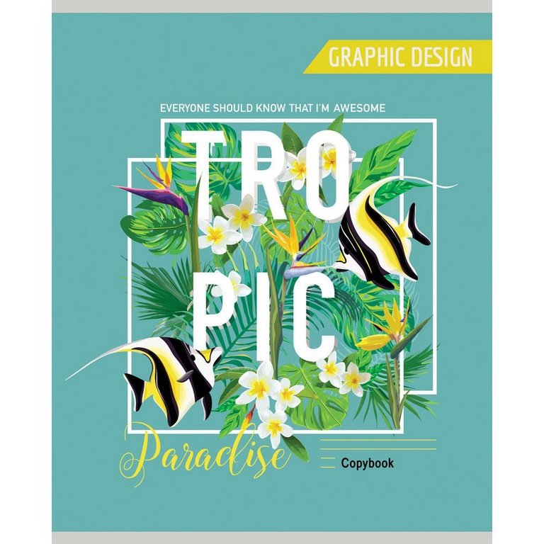 Тетрадь 48 лист кл. А5 на скрепке Collezione "ТРОПИКИ" мелов. обл., лён