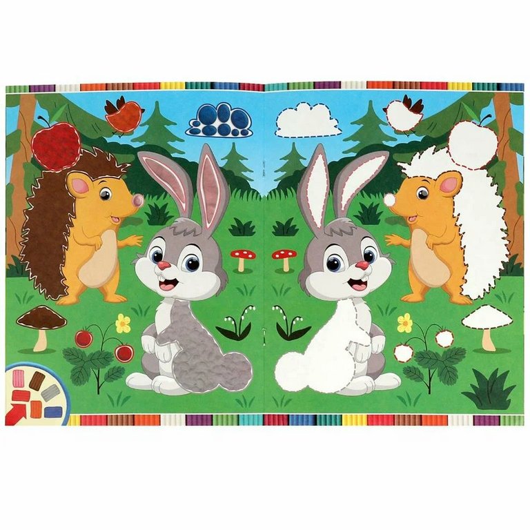 Раскраска пластилином А4 "Лесные животные" Умка