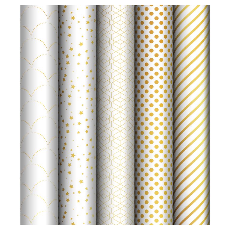 Бумага упаковочная 70*100см  в рулоне (ассорти) "Pattern on white" MESHU