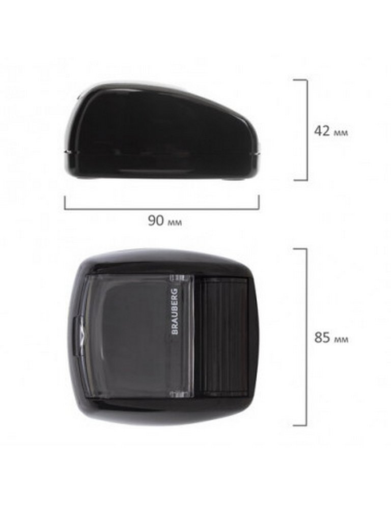 Диспенсер для скрепок магнитный + 30 скрепок, роликовый механизм, черный BRAUBERG