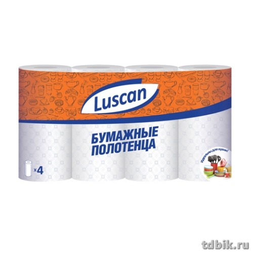 Полотенце бумажное Luscan 4 рул/уп белые, 2-х слойные