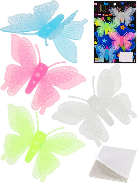 Набор наклеек флюоресцентных "Бабочки" 8х5,5 см, 4шт/уп