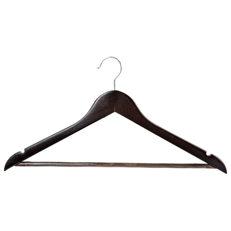 Плечики для верхней одежды дерево с антискольз. перекладиной 45 см (лакиров., анатомич.), 3 шт/уп