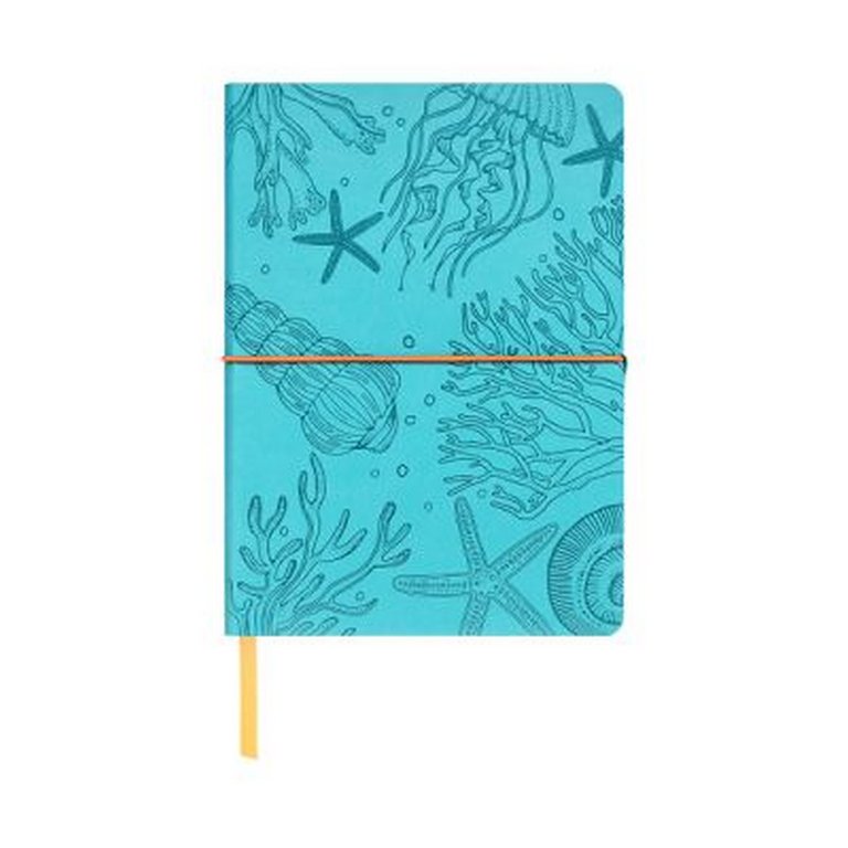 Блокнот А5 128л., 148*210 мм, обложка на резинке, кожзам "Морская" клетка, форзац печатный