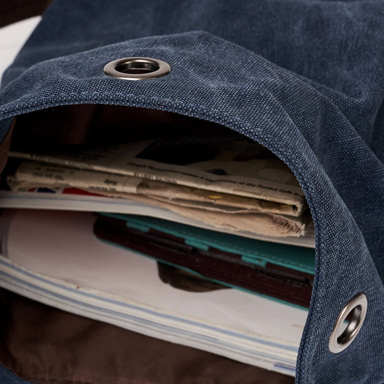 Рюкзак молодежный мужской  Dr.Koffer натуральная кожа/текстиль 31*23*11см, синий