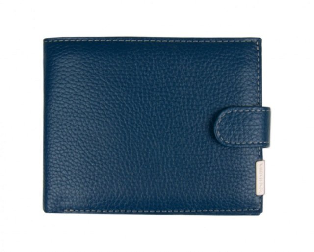Портмоне Alliance "Baron" 12х10см нат. кожа, на кнопке, цвет синий